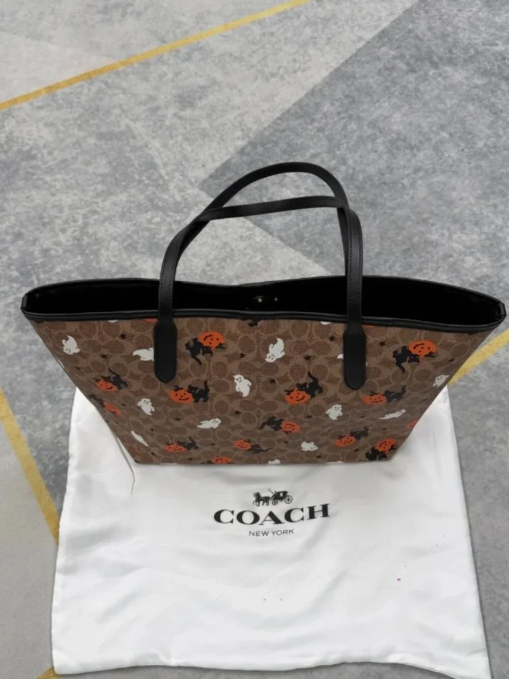 Coach City Tote In Signature Canvas With Halloween Print CW450